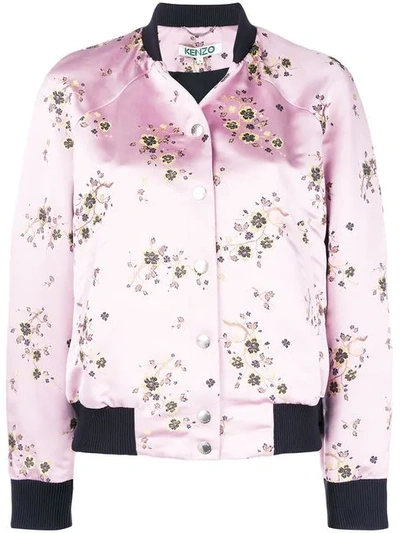 Kenzo Floral Print Bomber Jacket In Pink