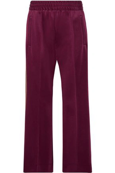 Marc Jacobs Woven-trimmed Stretch-jersey Track Pants In Burgundy
