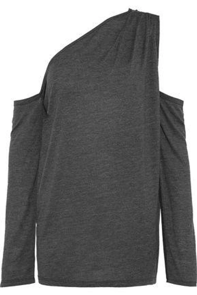 Iro Woman Ordale One-shoulder Cutout Jersey Top Dark Gray