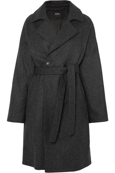 Apc Bakerstreet Belted Wool-blend Coat In Gray