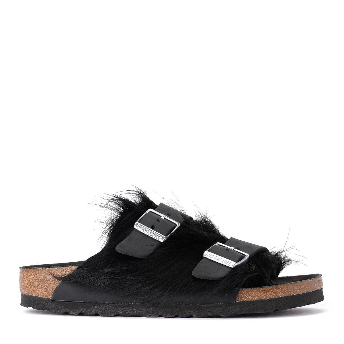 black fur lined birkenstocks