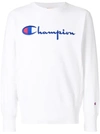 Champion Embroidered Logo Crew-neck Sweatshirt In White