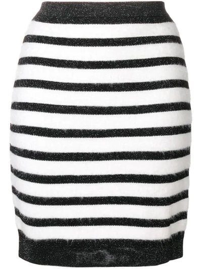 Balmain Fitted Striped Skirt In Black