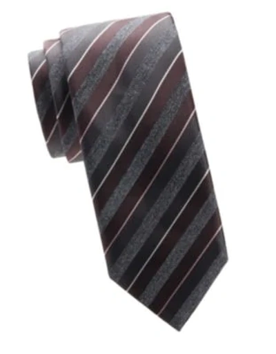 Brioni Silk Stripe Tie In Grey