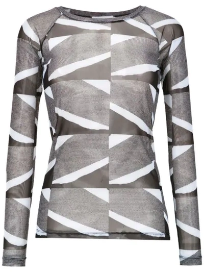 Mara Mac Printed Long Sleeved Top In Grey
