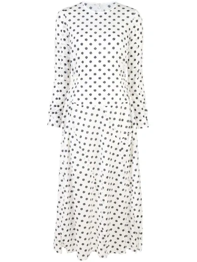Julien David Longsleeved Spot Print Dress In Black & White