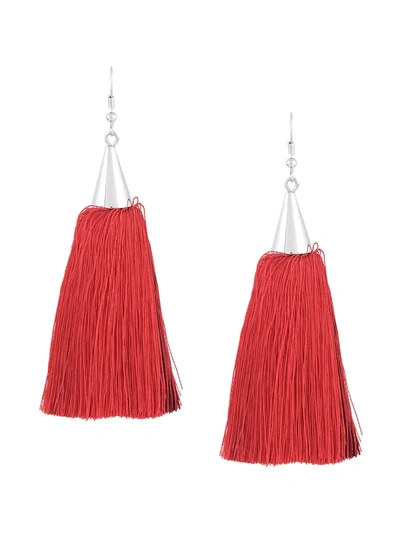 Eddie Borgo Long Tassel Earrings - Red