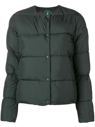 Save The Duck Round Neck Puffer Jacket In Green