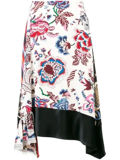 Tory Burch Asymmetric Floral Skirt In Midnight Happy Times/892