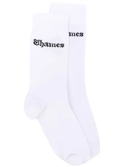 Thames Logo Socks - White