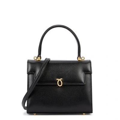Launer Viola Mini Black Leather Top Handle Bag