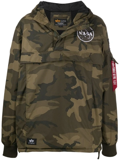 Alpha Industries Nasa Camouflage-print Shell Jacket In Green | ModeSens