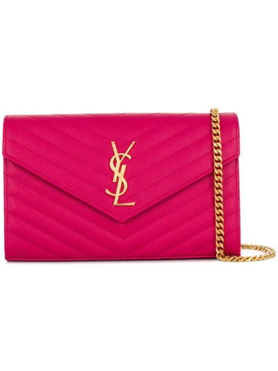 Saint Laurent Monogram Logo Shoulder Bag In Pink