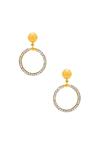 Laruicci Crystal Circle Earrings In Metallic Gold.