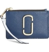 Marc Jacobs Top Zip Leather Multi Card Case In Blue Sea Multi/gold