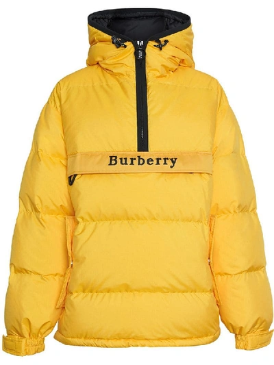 Burberry Halstead Down Pullover Jacket With Detachable Mittens In Bright Yellow