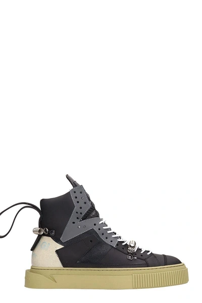 Gienchi Black Leather And Suede Hypnos 100 Sneakers