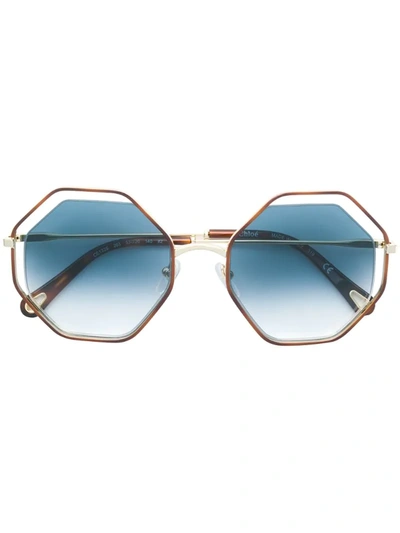 Chloé Cut-out Round-frame Sunglasses In Brown