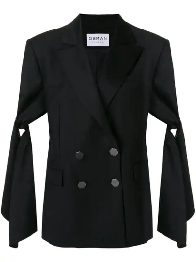 Osman Oversized Tailored Tuxedo Jacket - Black