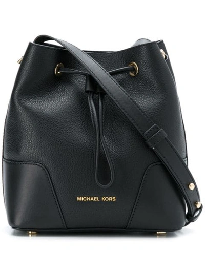 Michael Michael Kors Cary Pebbled-leather Bucket Bag In Black