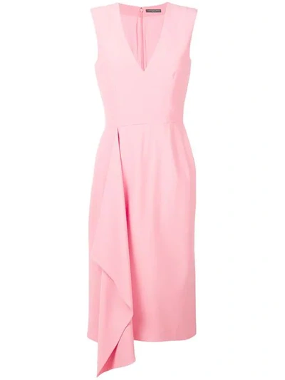 Alexander Mcqueen Sleeveless Ruffle Midi Dress In Pink