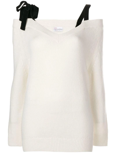 Red Valentino Off-the-shoulder Knit Jumper - White