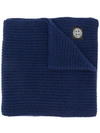Stone Island Ribbed Knit Scarf In Blue