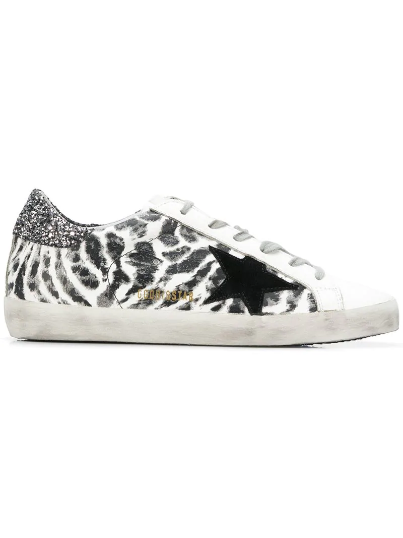 black and white animal print sneakers