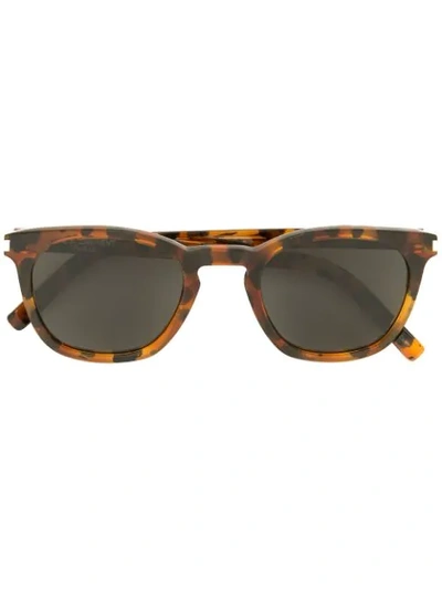 Saint Laurent Square Tinted Sunglasses In Brown