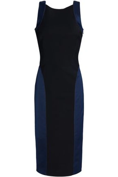 Amanda Wakeley Cutout Two-tone Ponte Dress In Navy