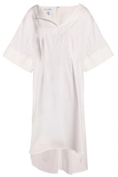 Oscar De La Renta Woman Pleated Cotton-blend Poplin Tunic White