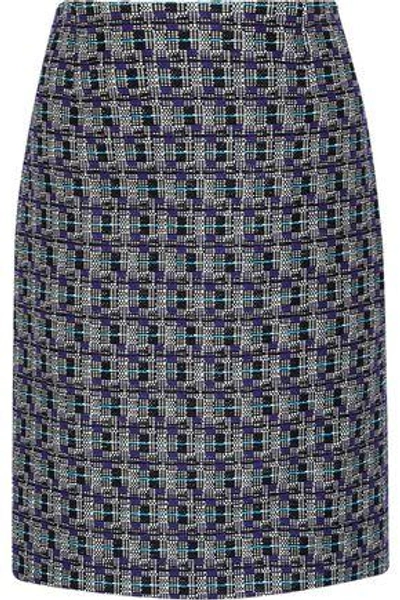 Oscar De La Renta Cotton And Wool-blend Tweed Skirt In Navy