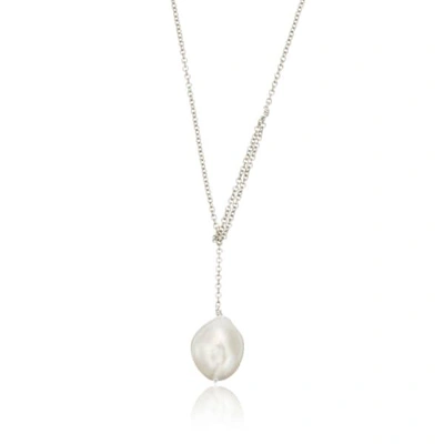 Lily & Roo Sterling Silver Large Pearl Lariat Necklace