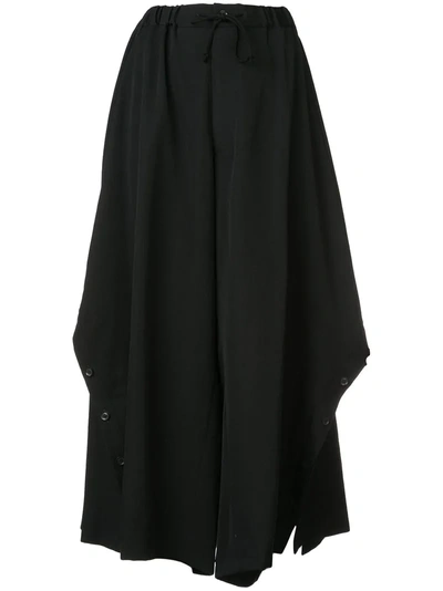 Yohji Yamamoto Drawstring Midi Skirt In Black