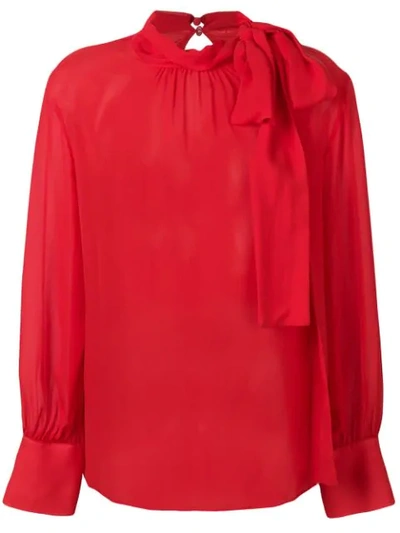 Federica Tosi Semi-sheer Long Sleeve Blouse In Red
