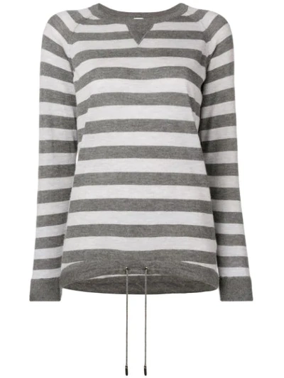 Eleventy Striped Pattern Sweater In Grey