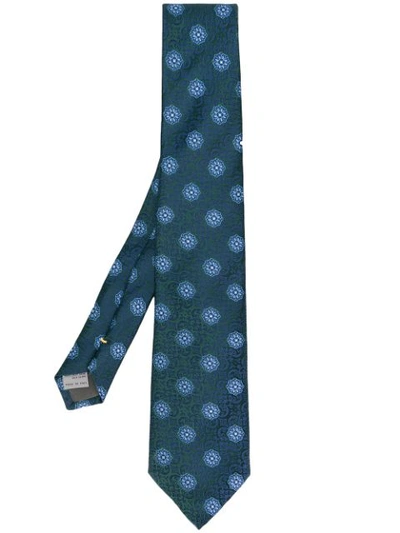 Canali Floral Print Tie In Green