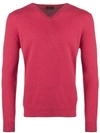 Altea Fine Knit V-neck Sweater In Pink