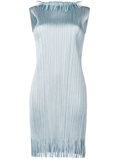 Issey Miyake Pleats Please By  Pleated Sleeveless Dress - Blue