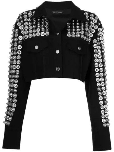 David Koma Studded Cropped Jacket  In Black