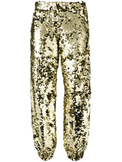 Msgm Sequins Embellished Loose Trousers - Metallic
