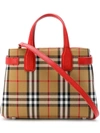 Burberry The Small Banner In Vintage Check And Leather - Brown