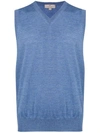 Canali V-neck Sleeveless Sweater - Blue