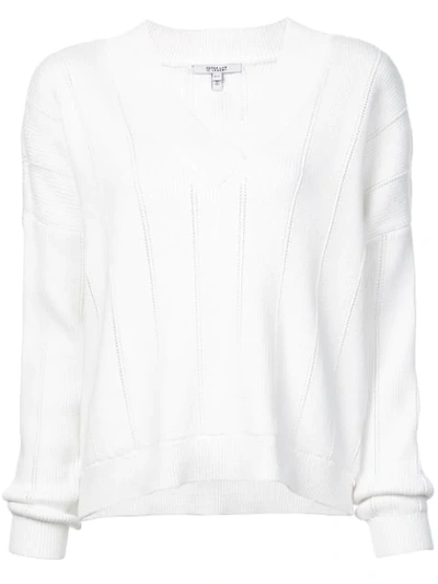 Derek Lam 10 Crosby Lattice Pointelle Sweater In White