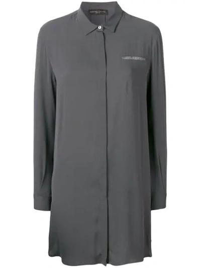 Fabiana Filippi Rhinestone Pocket Trim Shirt - 8100 Grey