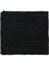 Moncler Cable-knitted Wool Scarf In Black