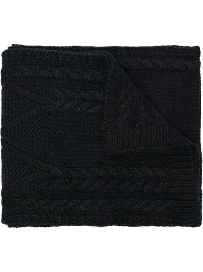 Moncler Cable-knitted Wool Scarf In Black