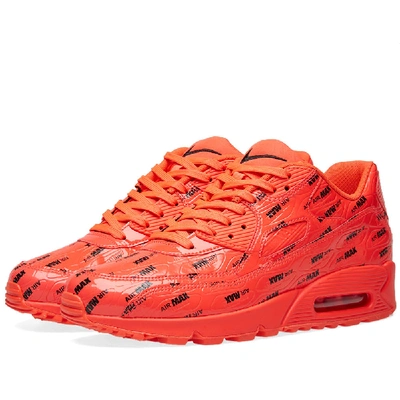 Nike Air Max 90 Premium Black And Red Leather Sneaker In Orange | ModeSens