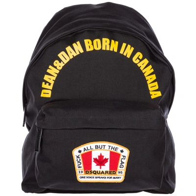 Dsquared2 Men's Rucksack Backpack Travel  Canadian Flag In Black