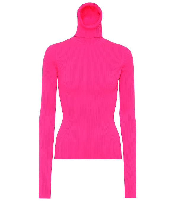 Balenciaga Neon Turtleneck Sweater In Pink | ModeSens